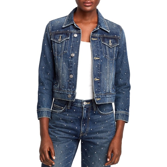 Current/Elliott Jackets & Blazers - Current/Elliott Baby Trucker Studded Denim Jacket